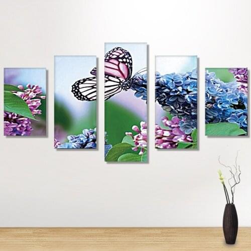 Butterfly 5D Diamond Paintings Five Connected Pieces Room Decoraitons Paste all diamonds Diamond Painting Home Decoration