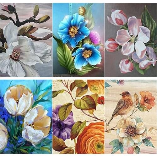 New 5D DIY Diamond Painting Full Square Round Drill Fresh Flowers Diamond Embroidery Scenery Cross Stitch Crafts Home Decor Gift