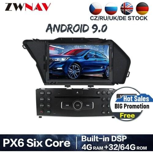 PX6 4+64 Android 9.0 Car Stereo DVD Player GPS Glonass Navi for MERCEDES BENZ C Class C180/C200/C230 W204 Video Multimedia Radio