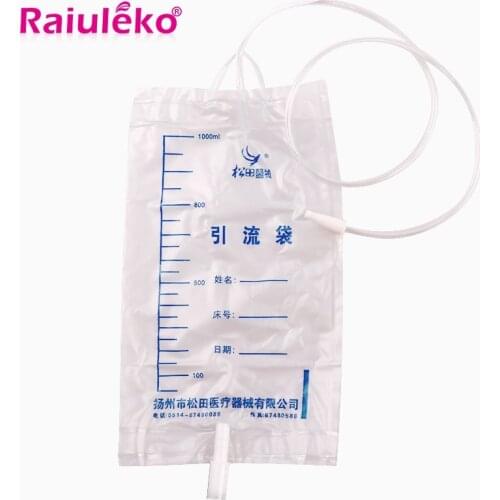 Free Shipping 5 Pcs 1000ml Medical Health Drainage Bag Male Urine Bag Anti-Reflux Urine Collector Bag Urinary Catheter