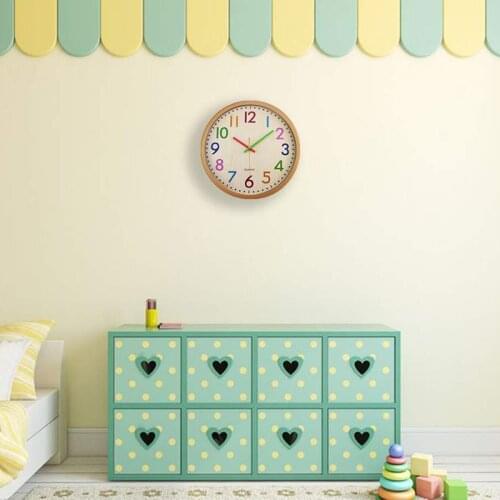 Silent Non Ticking Kids Wall Clock, Battery Operated Colorful Decorative Clock for Children Nursery Room Bedroom School Classroo