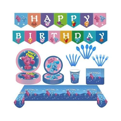 Blues Clues Theme Birthday Party Decoration Supplies Blue Spotted Dog Paper Cup Plate Napkins Baby Shower Balloons Kids Favors