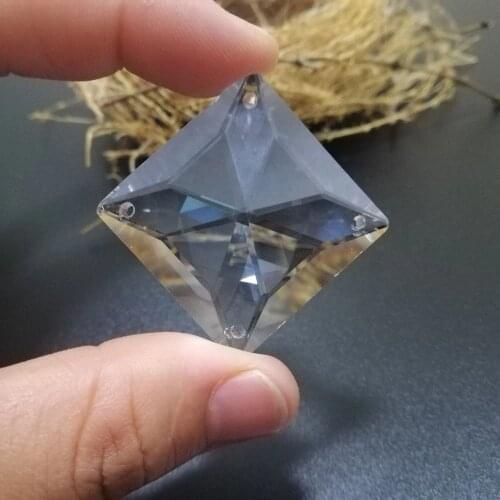 Camal 2pcs 32mm/1.25inch K9 Faceted Square Crystal Pendant Prism Bead 4 holes Lamp Lighting Part Hanging Chandelier Suncatcher