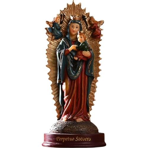 Resin Virgin Mary Catholic Resin Decoration Statue Decor Guadalupe Virgin Mary Statue Sculpture Figure Ornaments