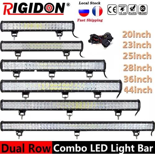 RIGIDON 3D Double Row 20/23/25/28/36/44inch Led Light Bar Spot Flood Combo for Offroad ATV Vehicles Trucks With Wiring Harness