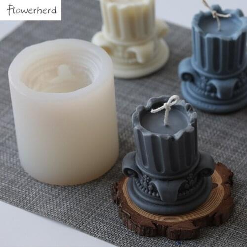 European Roman Column Silicone Candle Mold Handmade Candle Making Supplies Resin Molds DIY Aromatherapy Plaster Mold Clay Mold