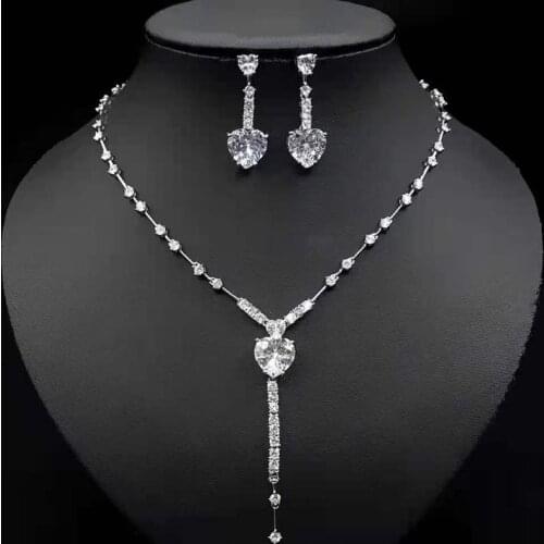 Funmode Clear Cute Heart Design Small Jewelry Set For Women Wedding Accessories Fashion PartyJewelry Set Wholesale FS193