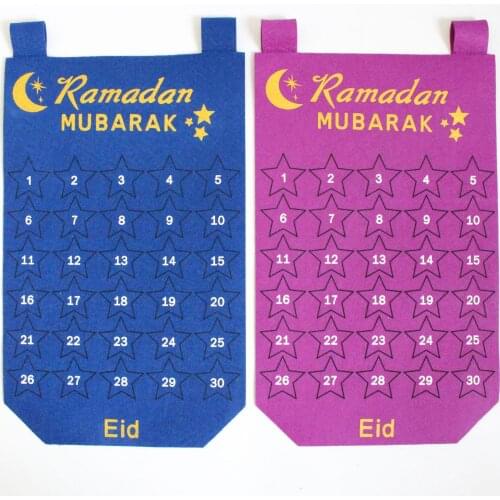 Eid Al-Fitr Decor Ramadan Mubarak Fabric Countdown Calendar Islamic Festival Decorations For Home Muslim Ramadan Kareem Supplies