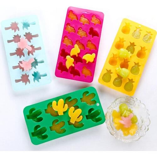 Cactus Pineapple Flamingo Hawaiian Silicone Ice Molds Maker Bar Party Drink Freeze Molds Silicone Mold For Ice Cube Trays Moulds