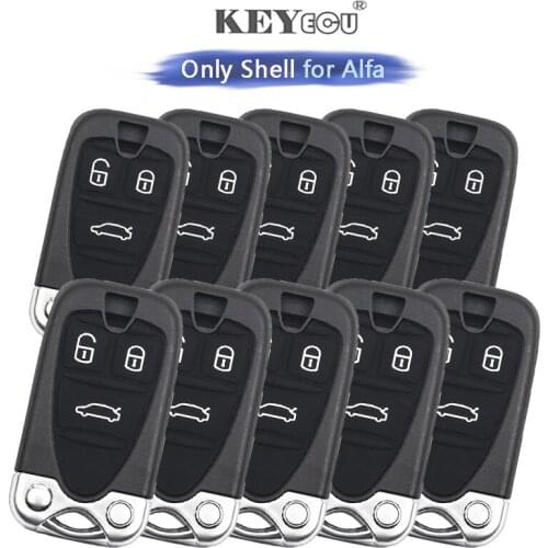 KEYECU 10x for Alfa Romeo 159 Brera 156 Spider Replacement 3 Button Remote Key Shell Case Fob with Uncut Blade only shell