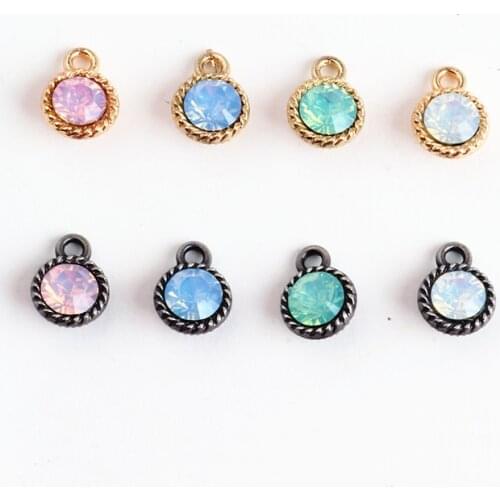MRHUANG 10pcs/lot Opal Rhinestone 9mm Charms Pendant for DIY Bracelet Necklace Jewelry Finding