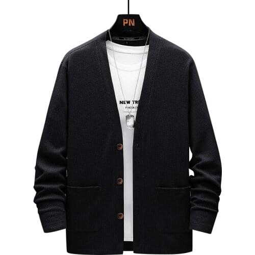 Big 6xl 7xl 8xl 140kg Men Cotton Cardigan Jacket Mens Casual Loose Oversized Coat Button Up Spring Autumn Plus-sized Cardigan