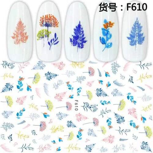 Sketch Flower Tree adhesive 3d nail sticker foil nails art decoration cute cartoon designs nail decals manicure supplies tool