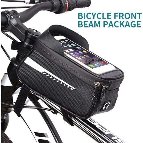 BORUiT Bicycle Bag Frame Front Top Tube Cycling Bag Waterproof Touch Screen Saddle Package for 5.8/6in Bike Accessories