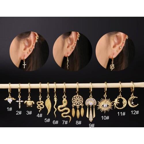 1PCS New Summer Hoop Earring Small Girls Tiny Ear Ring Huggie Piercing Hoop Stud Conch Tragus Snake Women Hoop