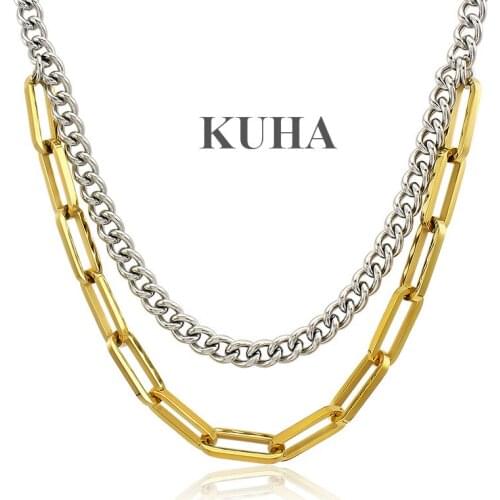 Chine cheap price Necklace Jewelry multi circlet Gold and Silver Thicken with think necklace for Women Men and can laser