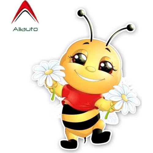 Aliauto Originality Car Sticker A Happy Little Bee Accessories PVC Cover Scratch Decal for Suzuki Peugeot Skoda Volvo,14cm*18cm