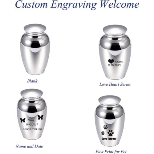 IJU0002 Stainless Steel Cremation Memorial Ashes Funeral Holder 73mm*40mm Free Engrave Locket Memorial Love Keepsake Urn