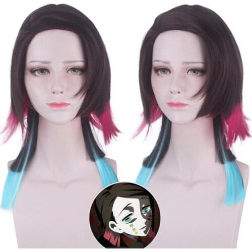 Anime Demon Slayer Enmu Cosplay Wig Synthetic Hair Halloween Costume Kimetsu No Yaiba Party Play Wigs For Women