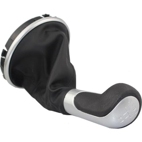 Gear shift knob supply car shift knob silver leather boots cover PU high quality for Skoda Fabia II (06-10)