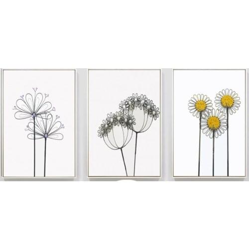 Nordic fashion simple flower unframed painting 3 pieces canvas paintings decoration painting