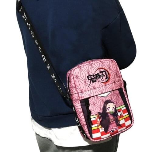 Anime Demon Slayer Shoulder Bag Cartoon Cute Kamado Tanjirou Nezuko Student Haversack Satchel