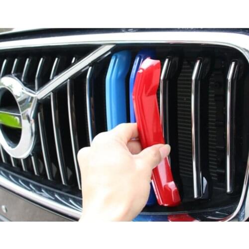 Car Front Grill Stripes Covers Grille Clips Decorations Trim Stickers For Volvo XC60 2018 2019 Exterior Accessories