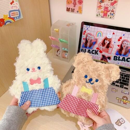W&G Milkjoy Plaid Skirt Bear Plush Pencil Bag Large Capacity Rabbit Cute Girl Student Stationery Kawaii Storage Bag 2021 New