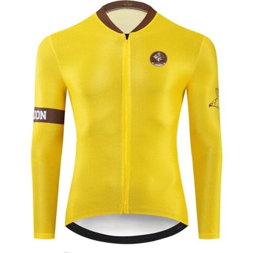 Geeklion Yellow Long Sleeves Aero Ciclismo Ropa Jersey Bike Team Pro Cycling Maillot