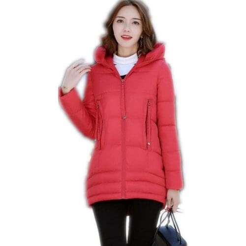 Women Casual Medium-Long Winter Jacket Female Warm Down Cotton Jacket Female Long Sleeve Warm Winter Coats 2018Fashion CoatQ1121