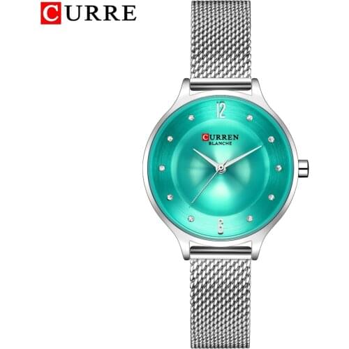 CURREN Exquisite Simple Ladies Watch Silver Stainless Steel Analog Quartz Watches Woman Top Brand Luxury Clock Relogio Feminino