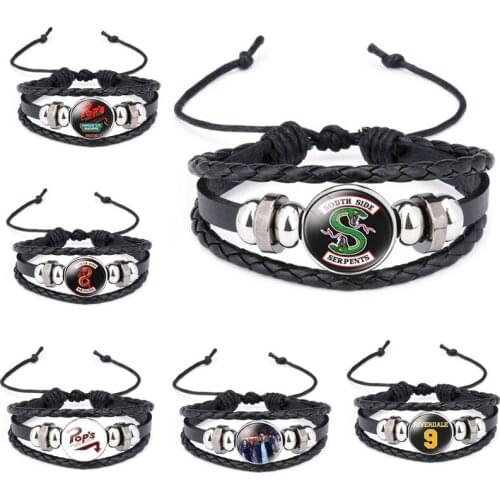 Riverdale Bracelet Women Men Fashion Jewelry Leather Multilayer Riverdale Pattern Glass Cabochon Charm Bracelet Bangle Gifts
