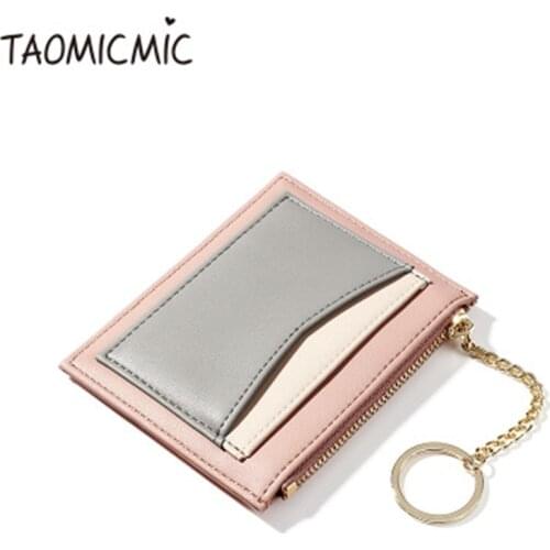 TAOMICMIC Korean version of the mosaic ladies wallet Multi-card zipper card package keychain small wallet Coin purse female