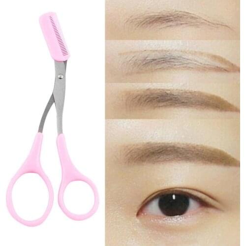 1pcs Eyebrow Trimmer Scissors With Comb Hair Removal Shears Comb Grooming Cosmetic Eyebrow trimming Tools Makeup Accessories