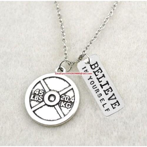 45LBS 20.4KG Weight Plate and Believe In Yourself necklace