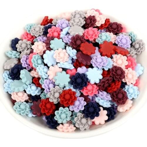 50Pcs 14mm Mixed Resin Flower Flatback Embellishments Cabochon Decoration Scrapbooking For Diy Crafts Embellishments Accessories