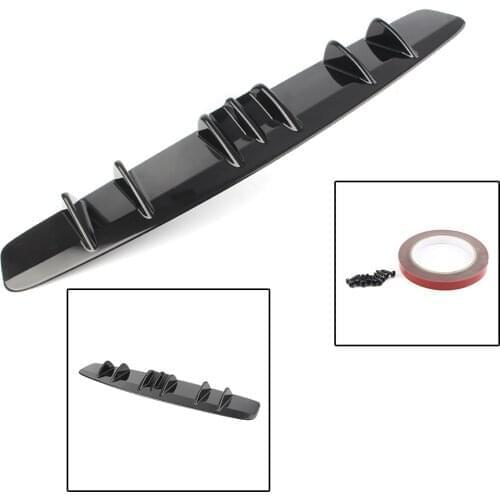 Car Shark Fin 7-Wing Lip Diffuser Rear Bumper For BMW F30 F32 F36 F80 M3 F82 M4 Glossy Black ABS Plastic 84cm 33.07" Universal