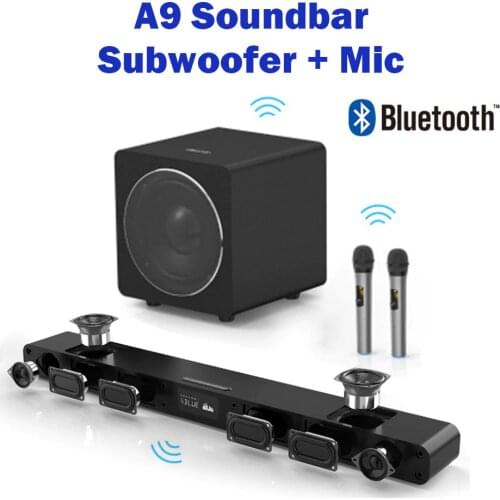 A9 Bluetooth Speaker 8 Voice units surround sound integrated home theater TV Soundbar With 8 inch subwoofer and Microphone