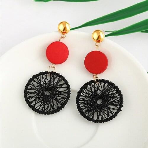 ZWC Big Bohemian Earrings Women Korean Earrings Fine Jewelry pendientes largos European Fashion Style Round Hollow Drop Earrings