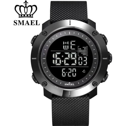SMAEL Brand Mens Sport Watches LED Digital Watch Men Wrist Watch Black Alarm Countdown Stop Watches For Men Relogio Masculino