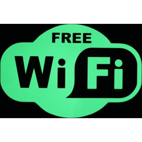 Glow in the Dark Free Wifi Inside Sticker Decal Sign Restaurant Hotel Store Shop Coffee House Window Decoration Luminous Sticker