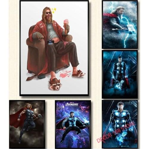 Fat Thor Poster And Print Marvel Avengers Thor Portrait Canvas Painting Superhero Illustration Wall Art Pictures Home Decoration