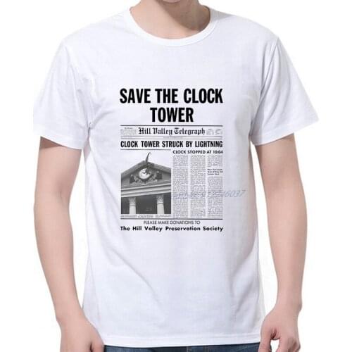 Save The Clock Tower Hill Valley Newsletter Vintage Retro 80s Cult Oversized Graphic t shirts Harajuku Streetwear Men clothing