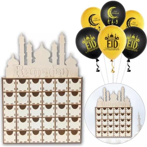 Hajj Ramadan Kareem Advent Calendar Wooden Mubarak Calendar Decor Eid al-Fitr Decorations For Home