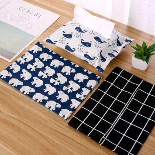 Cotton And Linen Tissue Box Cover Handkerchief Napkin Holder Cover Cute Animal Printing Baby Wet Wipes Box Wipe Cases Tissue Bag