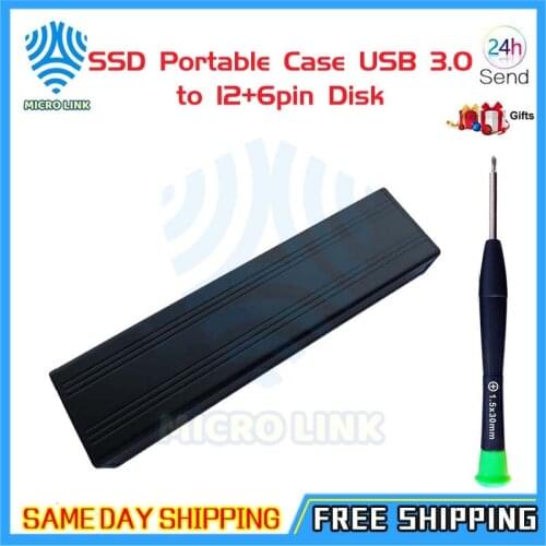For Apple Macbook 2010 2011 Air A1369 A1370 SSD Portable Case USB 3.0 to 12+6pin Disk Drive Slot HDD Enclosure Mobile Box for PC