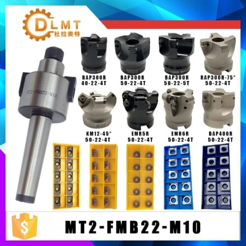 MT2 FMB22 M10 Shank BAP300R 400R EMR5R 6R KM12 50 22 Face Milling CNC Cutter + 10pcs APMT1604 1204 10T3Inserts For Power Tool