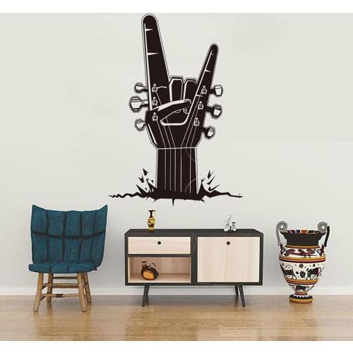 Rock And Roll Hand Music Wall Sticker Vinyl Art Home Decor For Kids Room Boys Teens Bedroom Playroom Decals Studio Murals 4535