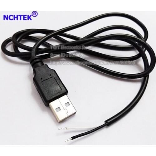 NCHTEK USB2.0 A Male Plug 2 Wire/2Pin Power Cable Cord Connectors, USB Male Lead Cord 1M/Free shipping/30PCS
