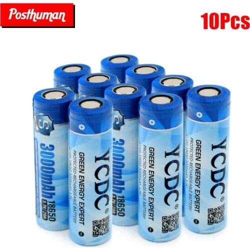 YCDC Original 3.7V 18650 3000mAh Rechargeable Batteries Discharge Max 20A 18650 Li-ion Battery For Power Flashlight batteries